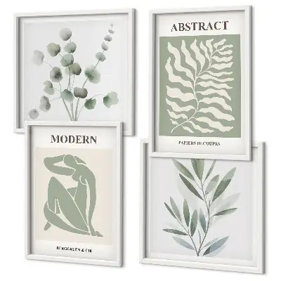 Wanddeko-Set mit Matisse-inspirierten Pflanzenmotiven im Boho-Stil