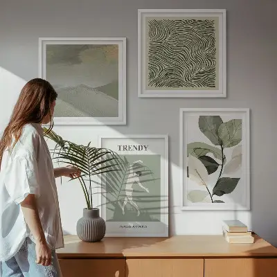 Wanddeko-Set mit abstrakten Pflanzenmustern