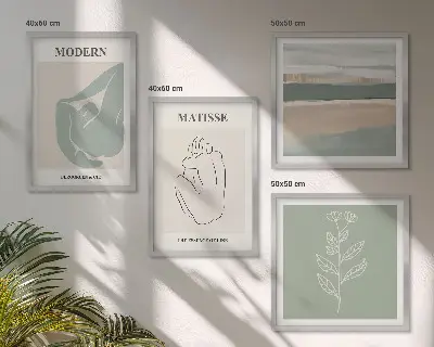 Wanddeko-Set mit abstrakten Pflanzenformen