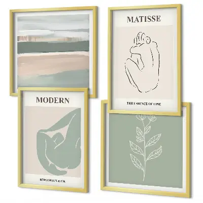 Wanddeko-Set mit abstrakten Pflanzenformen