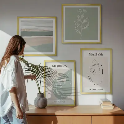 Wanddeko-Set mit abstrakten Pflanzenformen