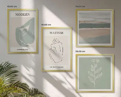 Wanddeko-Set mit abstrakten Pflanzenformen