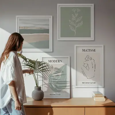 Wanddeko-Set mit abstrakten Pflanzenformen