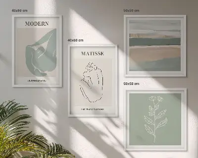 Wanddeko-Set mit abstrakten Pflanzenformen