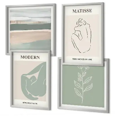 Wanddeko-Set mit abstrakten Pflanzenformen