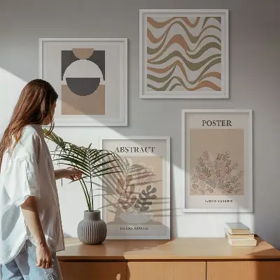 Wanddeko-Set mit abstrakten Formenmustern