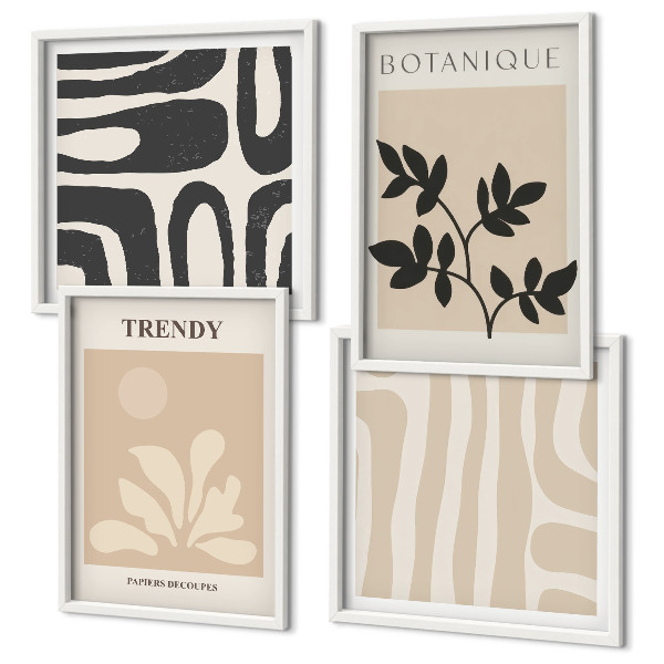 Wanddeko-set Stilvolle Pflanzenmuster in Beige und Schwarz