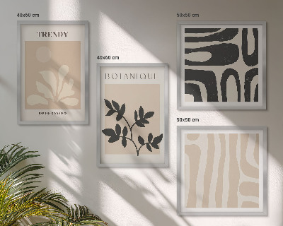 Wanddeko-set Stilvolle Pflanzenmuster in Beige und Schwarz