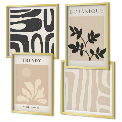 Wanddeko-set Stilvolle Pflanzenmuster in Beige und Schwarz