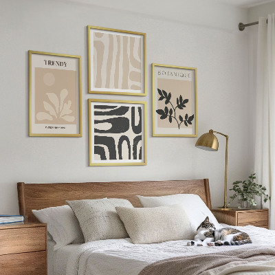 Wanddeko-set Stilvolle Pflanzenmuster in Beige und Schwarz