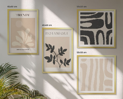 Wanddeko-set Stilvolle Pflanzenmuster in Beige und Schwarz