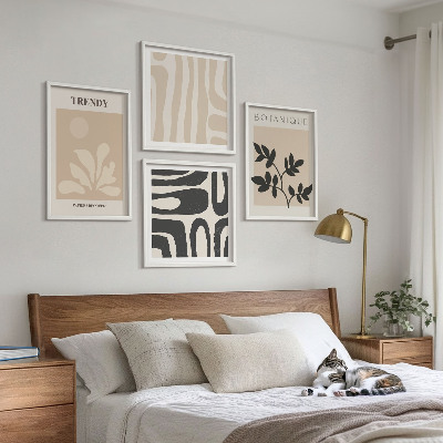 Wanddeko-set Stilvolle Pflanzenmuster in Beige und Schwarz