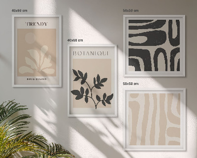 Wanddeko-set Stilvolle Pflanzenmuster in Beige und Schwarz