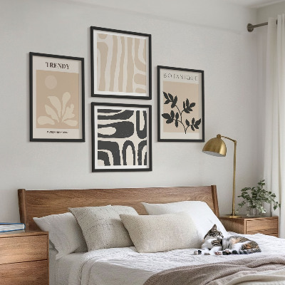 Wanddeko-set Stilvolle Pflanzenmuster in Beige und Schwarz