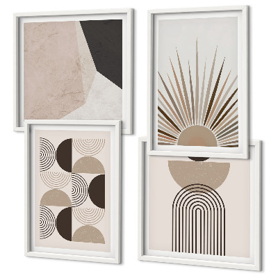 Polyptychon mit rahmen Abstrakte beige und braune Formen