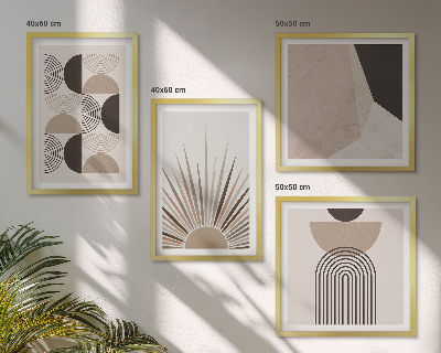 Polyptychon mit rahmen Abstrakte beige und braune Formen