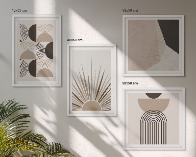 Polyptychon mit rahmen Abstrakte beige und braune Formen