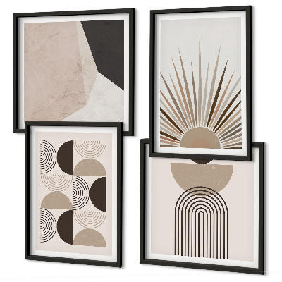 Polyptychon mit rahmen Abstrakte beige und braune Formen