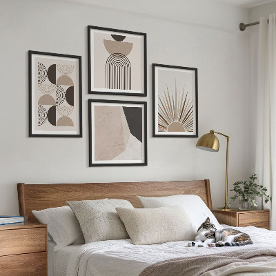 Polyptychon mit rahmen Abstrakte beige und braune Formen