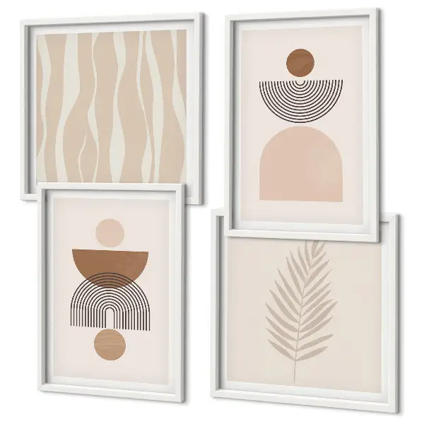 Wanddeko-Set abstrakte Formen in Braun und Beige