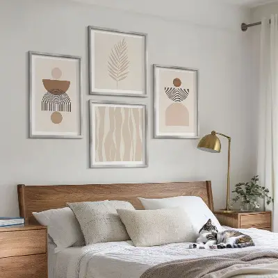 Wanddeko-Set abstrakte Formen in Braun und Beige
