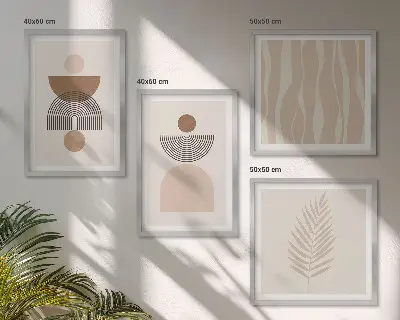 Wanddeko-Set abstrakte Formen in Braun und Beige