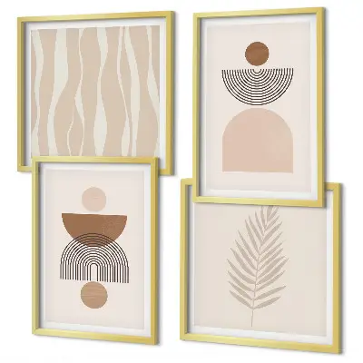 Wanddeko-Set abstrakte Formen in Braun und Beige