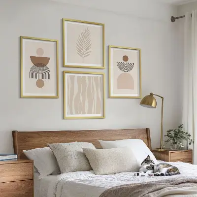 Wanddeko-Set abstrakte Formen in Braun und Beige