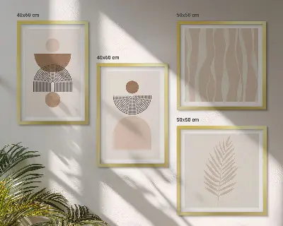 Wanddeko-Set abstrakte Formen in Braun und Beige