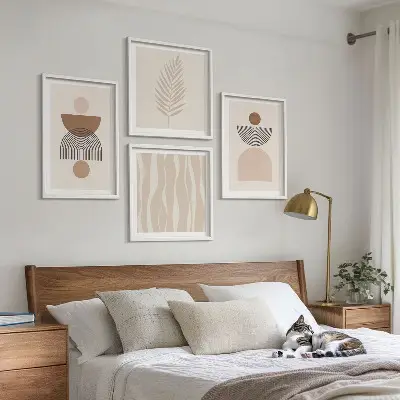 Wanddeko-Set abstrakte Formen in Braun und Beige