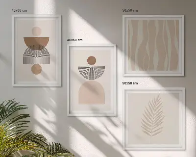 Wanddeko-Set abstrakte Formen in Braun und Beige