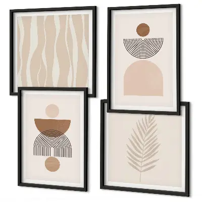 Wanddeko-Set abstrakte Formen in Braun und Beige