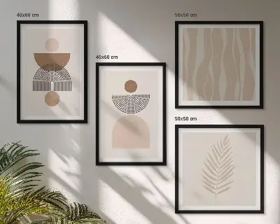Wanddeko-Set abstrakte Formen in Braun und Beige