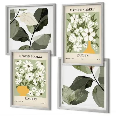 Wanddeko-Set mit Blumenmuster London Dublin