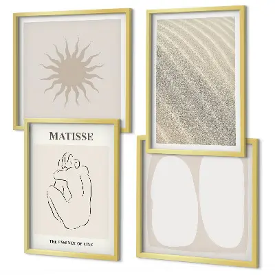 Minimalistische Sandwellen als mehrteiliges Wandbild mit Rahmen