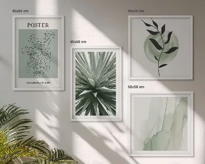 Wanddeko-Set mit grün-beigem Pflanzenmuster