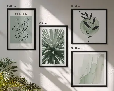 Wanddeko-Set mit grün-beigem Pflanzenmuster