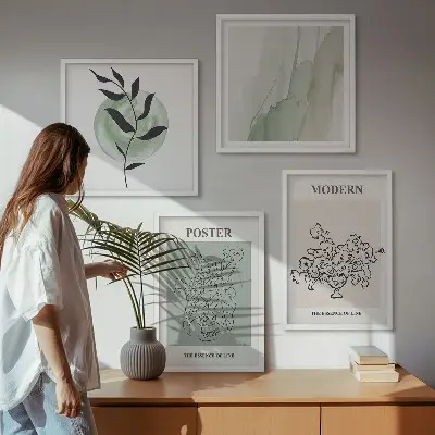 Blumen in einer modernen Vase als Polyptychon mit Rahmen