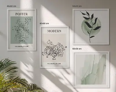 Blumen in einer modernen Vase als Polyptychon mit Rahmen