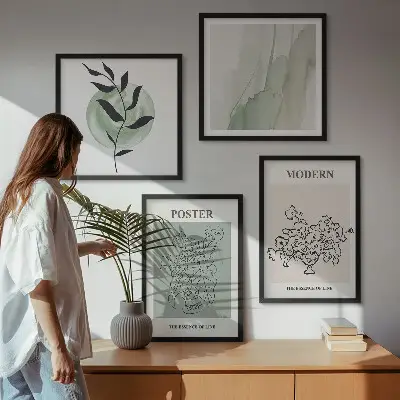 Blumen in einer modernen Vase als Polyptychon mit Rahmen