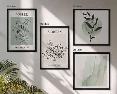Blumen in einer modernen Vase als Polyptychon mit Rahmen