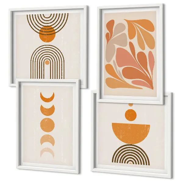 Wanddeko-Set mit abstrakten orangen Formen