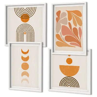Wanddeko-Set mit abstrakten orangen Formen