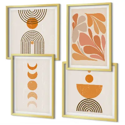 Wanddeko-Set mit abstrakten orangen Formen