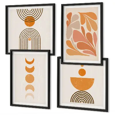 Wanddeko-Set mit abstrakten orangen Formen