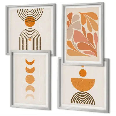 Wanddeko-Set mit abstrakten orangen Formen