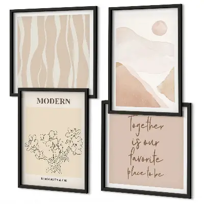 Abstrakte Formen und Farben als mehrteiliges Wandbild mit Rahmen
