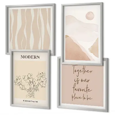 Abstrakte Formen und Farben als mehrteiliges Wandbild mit Rahmen