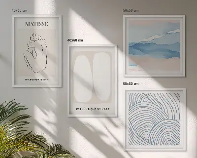 Wanddeko-Set mit abstrakten Formen nach Matisse