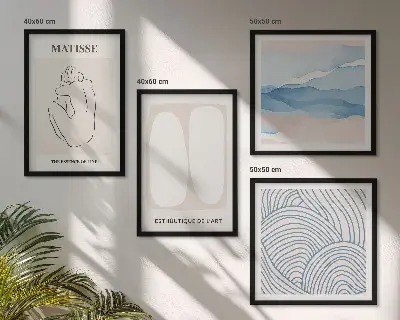 Wanddeko-Set mit abstrakten Formen nach Matisse